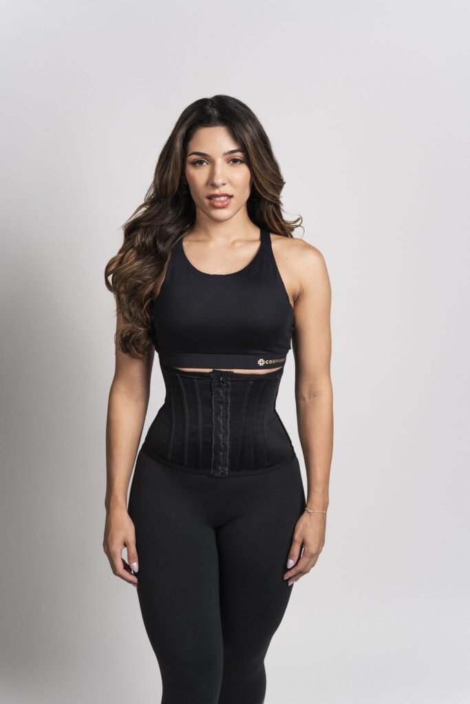 Corset Modelador de Cintura 12 Barbatanas — Ajuste nas Costas, Poliamida Premium